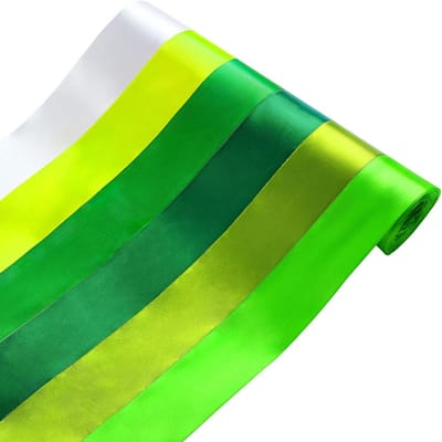 JGS Premium - 6 rollen groene satijnen linten van 50 mm breed - 60 m lang per rol - voor inpakken, knutselen, trouwauto's, haarlinten, feestdecoratie
