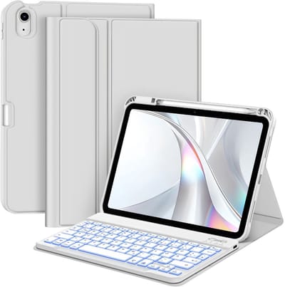 SP® Ipad Hoes met Toetsenbord - Toetsenbordhoes voor Ipad A16 - Toetsenbordhoes met Penhouder - Zilver - ‎ 29cm x 21cm x 4cm
