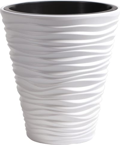Prosperplast Plantenpot/bloempot Sand Dunes - buiten/binnen - kunststof - wit - D39 x H43 cm - met binnenpot