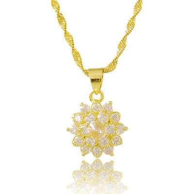 Luxe 24k echte gouden ketting galvaniseren ingelegd zirkoonpoeder kristal gouden ketting voor vrouw charme sieraden cadeau