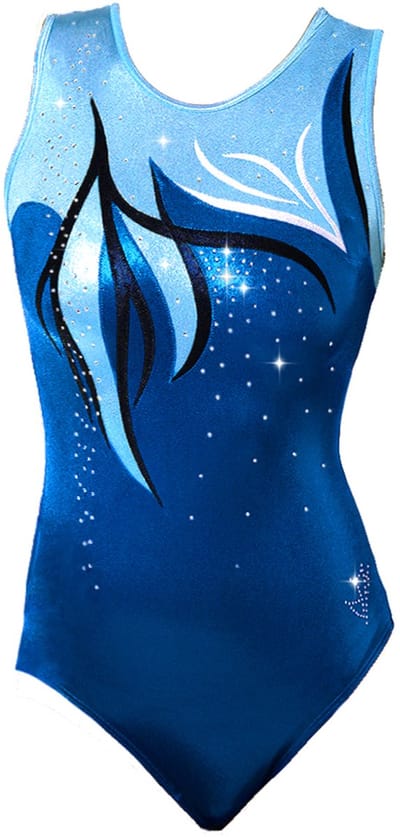 Fairysports Turnpakje Superstar maat L meisjes gympakje lichtblauw zilver blauw met zilveren steentjes