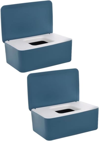Hervulbare Doekjes Organizer - Babydoekjes Dispenser Houder - Babyverzorging Thuis - Grote Capaciteit - 18 cm - Blauw