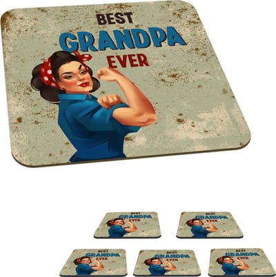 Onderzetters voor glazen - Opa - Quote - Best grandpa ever - Spreuken - 10x10 cm - Glasonderzetters - 6 stuks