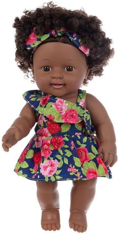 Realistische Afrikaanse Pop Meisje 30,5 cm Zacht Vinyl Krullend Haar