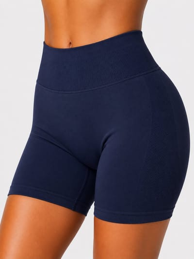 SparkNine Peachlift fitness short - dames - XS - blauw - hoge taille - butt lifting - buikcontrole - elastisch - stevig & aansluitend