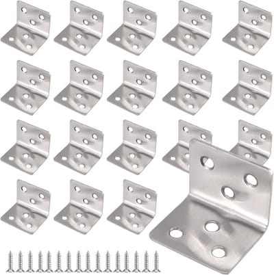Hoekverbinders - L-beugels - Meubels Verstevigen - Roestvrij Staal - 40 x 40 mm - Zilver