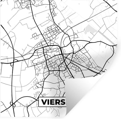 Muurstickers - Sticker Folie - Viersen - Kaart - Plattegrond - Stadskaart - 100x100 cm - Plakfolie - Muurstickers Kinderkamer - Zelfklevend Behang XXL - Zelfklevend behangpapier - Stickerfolie