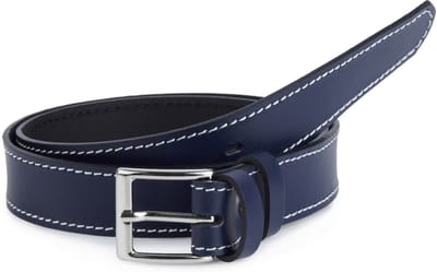 Ladeheid Kinderriem – Riem - Jongens - Broekriem - Verstelbaar - Leer – Marineblauw/Wit – 75 cm LA-EL-KIDS