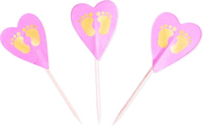 Zakje Geboorte cocktail prikkers | Roze | breedte 2.5 cm | 25 stuks