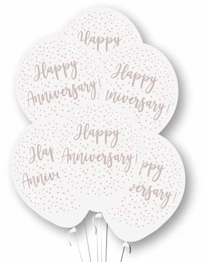 6 witte jubileumballonnen 27,5 cm