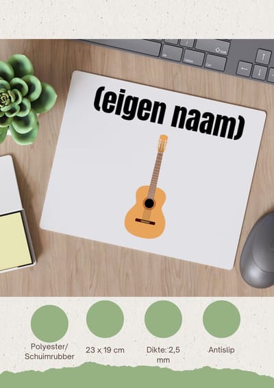 Akyol - gitaar met eigen naam Muismat - Gitaar - gitaar liefhebbers - muziekliefhebber - leuk cadeau voor iemand die houd van gitaren - cadeau - kado - 23 bij 19 cm