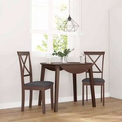 vidaXL Eetkamerstoelen met kussens 2 st massief hout rubber bruin