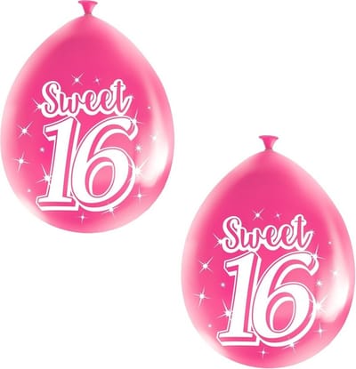 Folat Sweet 16 verjaardag ballonnen - 8x stuks - roze - 16 jaar verjaardag feestartikelen