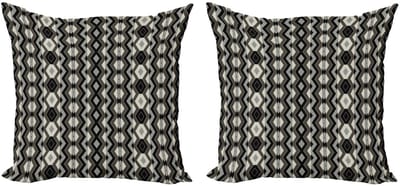 ABAKUHAUS Geometrisch Kussenhoes – 45x45 cm – Dubbelzijdig bedrukt – Donkergrijs