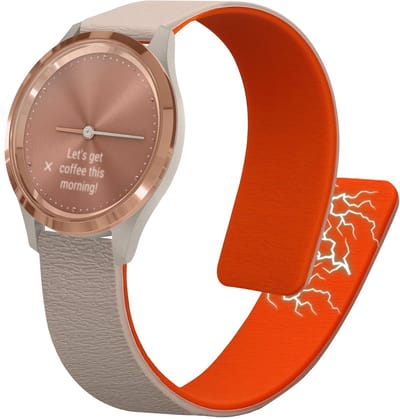 kwmobile sporthorloge band geschikt voor Garmin vivomove 3S / vivoactive 4S bandje - Smartwatch of activity tracker polsband - Met magneetsluiting - In beige / oranje