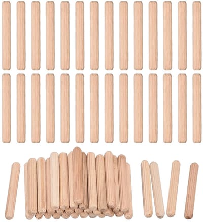 Houten pluggen - Bevestigingspennen - Meubels monteren - Gegroefd en afgeschuind - 120 stuks 5x40mm - Lichtbruin