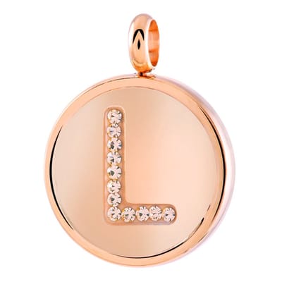 Lucardi Dames Gerecycled just.d stalen hanger roseplated letter kristal - Hanger - Staal - Rosékleurig