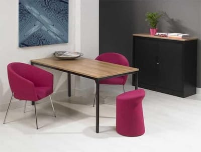 Bureautafel of kantinetafel breed 80CM diep 60CM bladkleur Kersen framekleur Aluminium (RAL9006)