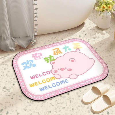 Cartoon Badkamer Absorberende Vloermat, Schattig Dier Entree Deur, Slijtvaste en Vlekbestendige Voetmat, Toilet Sneldrogend Antislip Tapijt 40 * 60cm diatom mud