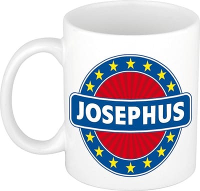 Bellatio Decorations - Josephus voornaam - koffiemok - beker - wit/blauw - 300 ml - Cadeau - Heren - Collega - Vaderdag - Verjaardag