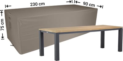 Raffles Covers Beschermhoes tuintafel - 230 x 90 H: 75 cm - RT230small - Waterdicht - Ademend - UV-bestendig - Elastisch rijgkoord - Beschermhoes tuinmeubelen