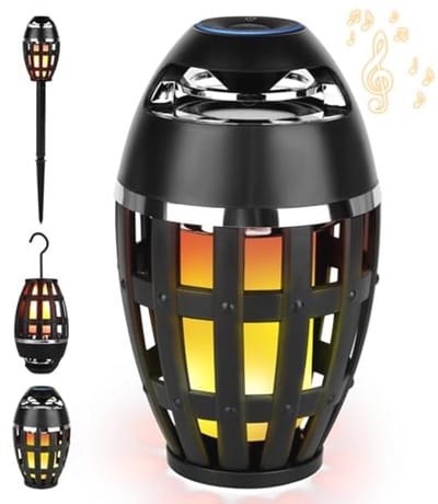 Draadloze Vlam Luidspreker - Draagbare Speaker - Sfeervolle Muziek - Dansend Vlam Effect - 16.5 cm - Zwart