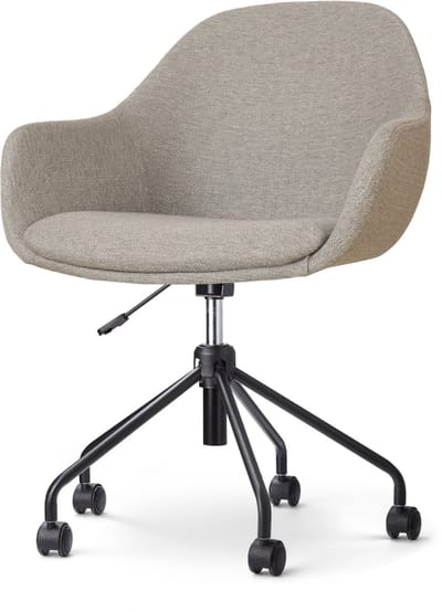 Nolon Nout-Mae Bureaustoel Warm Grijs - Stof - Verstelbaar - Wieltjes - Zwart Onderstel - Design - Comfortabel