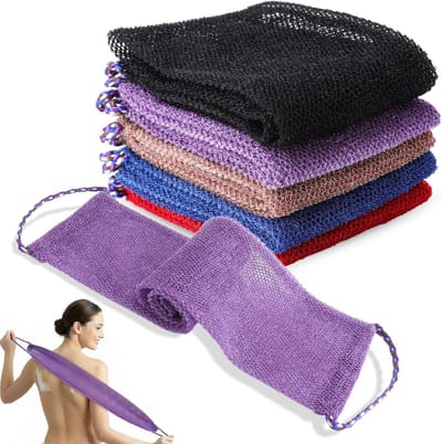 5-delige set lange douchespons van nylon, herbruikbare peeling en lichaamsreiniger, ideaal voor rugmassages en exfoliatie