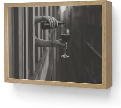 Wandlamp 40x30 cm - Oplaadbaar - Wijnfles - Glas - Handen - Raam - Wandlampen binnen woonkamer - Slaapkamer lamp - Decoratieve nachtlamp - Vloerlamp draadloos