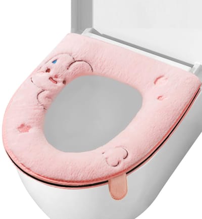 Unyqoos® Zachte en Wasbare Toiletbrilhoes met Ritssluiting en Pluche Stof in Roze