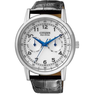 CITIZEN Datumweergave Solar Kwarts Echt Lederen Band Herenhorloge Wit Wijzerplaat AO9000-06B- wit
