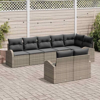 vidaXL - Tuinbank - Set - 8 - st - 8-Aantal - zitplaatsen - poly - rattan