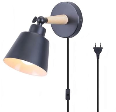 Moderne Wandlamp van Metaal en Hout met E27 Fitting - Verstelbare Binnenverlichting voor Slaapkamer en Woonkamer
