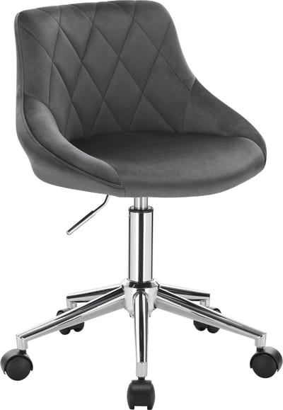 Bureaustoel deluxe - Voor volwassenen - Donkergrijs - Op wielen - Ergonomische bureaustoel - Velvet - In hoogte verstelbaar