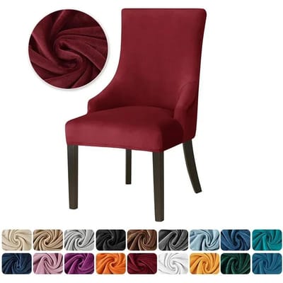 1 pièce Housse de chaise de salle à manger en velours Élastique Doux Dossier incliné Housses de chaise Fauteuil Housse de siège pour Banquet Mariage Maison beige