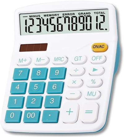 Dailygoody - Grote Rekenmachine - Financiële Calculator - Dual Power - 12-Cijferig LCD-Display - Desktop Rekenmachine - Zonne-energie - Geschikt voor