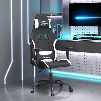 vidaXL - Massage - gamestoel - stof - zwart - en - wit
