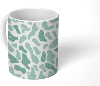Mok - Koffiemok - Abstract - Verf - Patroon - Grijs - Dierenprint - Mokken - 350 ML - Beker - Koffiemokken - Theemok