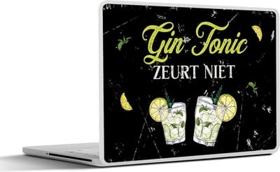 Laptop sticker - 15.6 inch - Gin - Gin tonic glazen - Citroen - 36x27,5cm - Laptopstickers - Laptop skin - Cover - Cadeau voor vrouw - Cadeau voor man