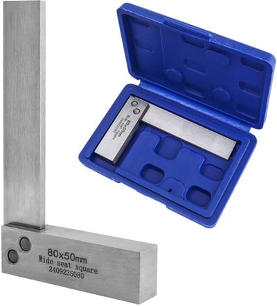 Dailygoods- Machinistisch Vierkant - Brede Zitting - Precisie-ingenieur - 90 Graden Hoek - Heavy-duty Basis - Gegraveerde Afmetingen - Inclusief Beschermdoos - Meetinstrument
