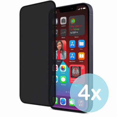 Privacy Screenprotector Geschikt voor iPhone 12 Pro Max – Anti-Gluren – Krasbestendig Gehard Glas 9H – Volledige Dekking – 4-Pack – FuturiQ