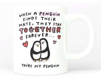 Creasowl® Jij bent mijn Pinguïn Mok 325 ml – Romantische Koffiemok met Tekst – Witte Keramische Mok – Lief Valentijn Cadeau met Quote