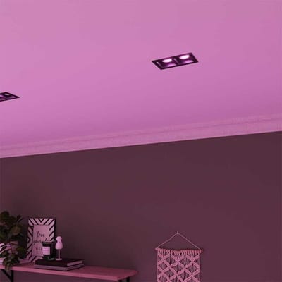 HOFTRONIC SMART Fresno Dubbele Inbouwspot - Rechthoek - 2x GU10 - RGBWW 16,5 miljoen kleuren - 11 Watt 690 lumen - Kantelbaar - IP20 stofdicht - Zwart