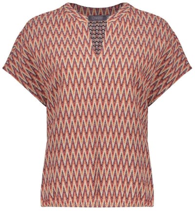 Geisha rode dames t-shirt   V-hals   Regular fit   Zigzag patroon   Korte mouw Rood M