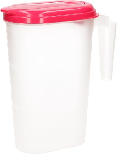 Plasticforte Schenkkan met roze deksel - 1,6L - kunststof - waterkan/ sapkan - voor koelkastdeur