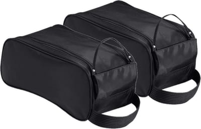 Opslag of reis schoenentas - 2x stuks - zwart - 9 liter - 35 x 18 x 16 cm - met rits - schoenentassen