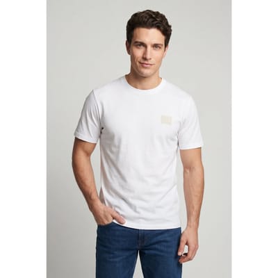 Timberland Short Sleeve Silicon Badge Tee White Taglia: L | Magliette basic Outlet | Uomo | Bianco