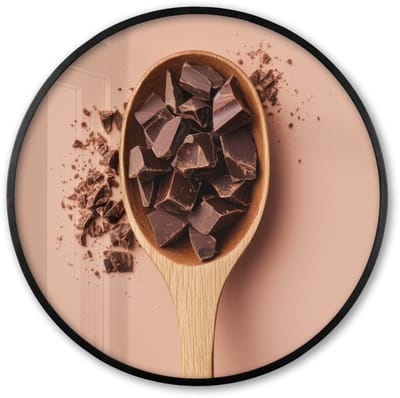 Poster in lijst Rond - Fotolijst 60x60 cm - Posters - Chocola - Hout - Lepel - Ronde posterlijst zwart - Decoratie - Wanddecoratie woonkamer - Muurdecoratie slaapkamer