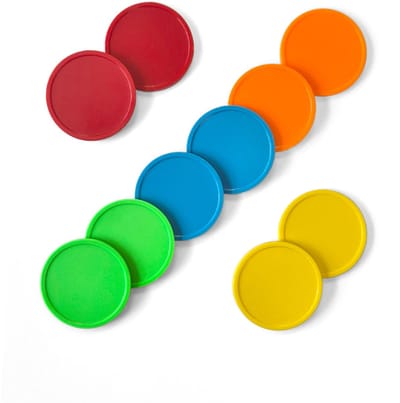 CombiCraft Kleurenmix blanco plastic munten 29mm 5 basiskleuren - 500 stuks