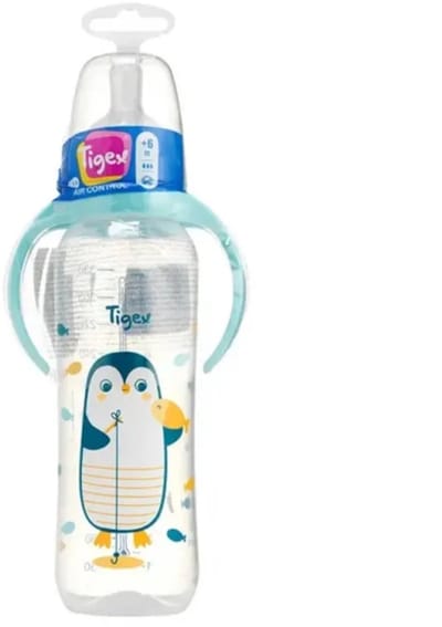 Tigex | Pinguïn | babyfles air control | 3 snelheden | 330 ml | 6+ m | blauw |
